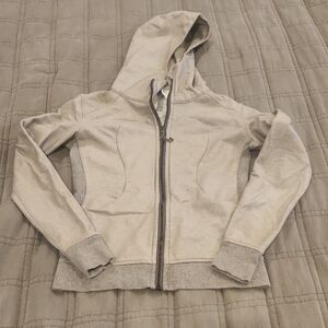 Waxed Lululemon Athletica Light Gray Zip-Up Hoodie Size 4!